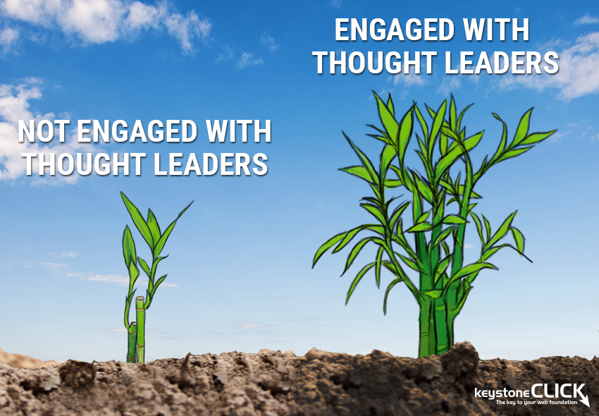Engage with thought leaders plant graphic. 
