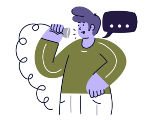 Keystone Click Advocacy icon with a person speaking into a microphone